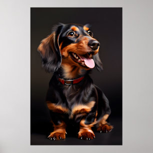 Lodrät Dachshund Realism Porträtt Poster