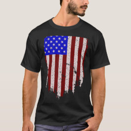 Lodrät Distress American Flagga T Shirt