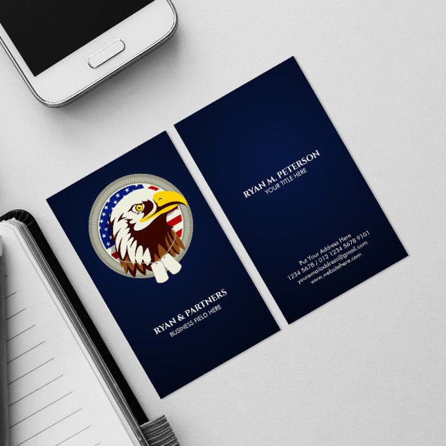 Lodrät Eagle Emblem USA flagga Visitkort (Skapare uppladdad)