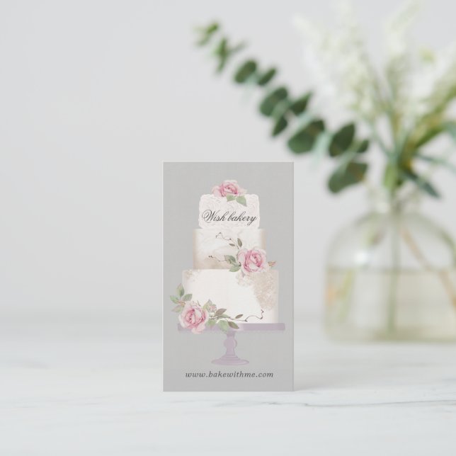 Lodrät elegant Bakery Three Tier Cake Visitkort (Stående Fram)