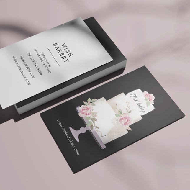 Lodrät elegant Bakery Three Tier Cake Visitkort (Skapare uppladdad)