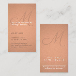 Lodrät elegant Script Monogram Faux Copper Foil Tidsbeställning Kort