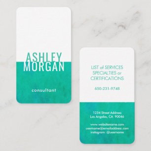 Lodrät elegant Vattenfärg Modern Minimalsit Teal Visitkort