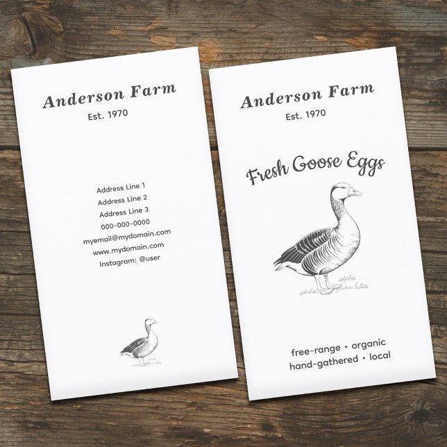 Lodrät Enkelt  för färsk gästhög Visitkort (Simple Farm Fresh Goose Eggs Vertical Business Card)