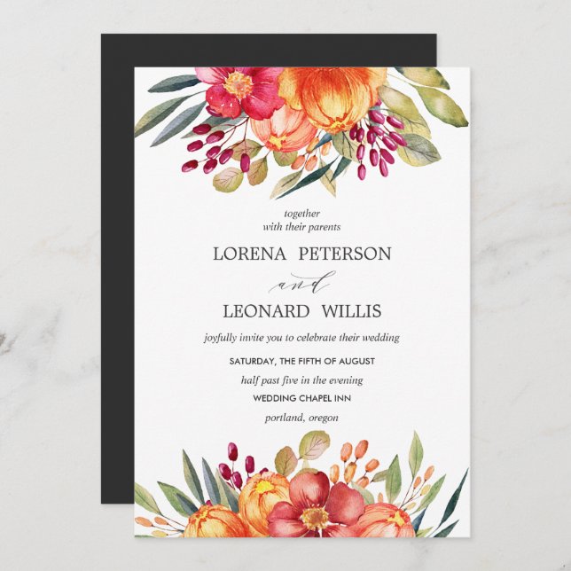 Lodrät Färgmodern ELEGANT, Rustic Inbjudningar (Fram/baksida)