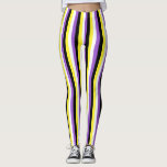 Lodrät Flagga för icke-binärt Pride Leggings<br><div class="desc">Kopplingar med det icke-binära flagga av pride med vågrät svart, lila, vitt och gult rand. Anpassade.</div>