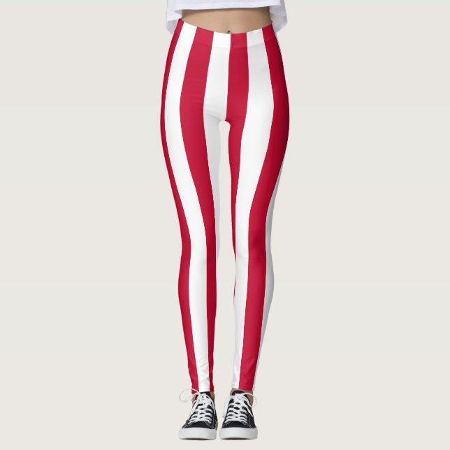 Lodrät Flagga i Danmark stripe Leggings (Framsida)