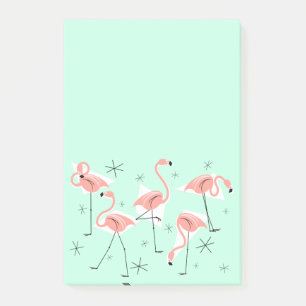Lodrät Flamingo Retro-Grönt efter anteckning Post-it Block