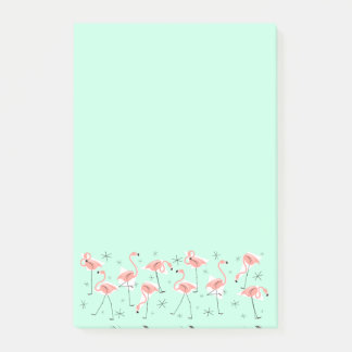 Lodrät Flamingos Retro Grönt Wide Note Post-it Block