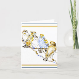 Lodrät för fem fågelfärgskort tack kort