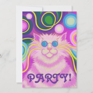 Lodrät för Psy-cat-delic-Rosa-partiinbjudan Inbjudningar