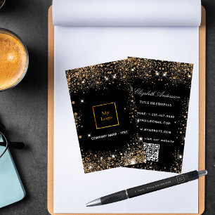 Lodrät för QR-kod för Black guld logotyp Visitkort