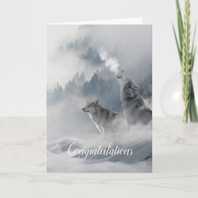 Lodrät för Soul Mate Varg Bröllop Card Kort (Framsida)