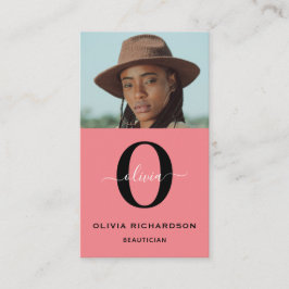 Lodrät för svartvit Rosa i Monogram Namn Svartvit Visitkort