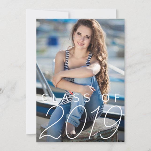 Lodrät för trendig Navy Blue Studentfest - foto Inbjudningar (Framsida)