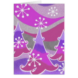 Lodrät för Vinter Träd lila hälsning-kort Hälsningskort