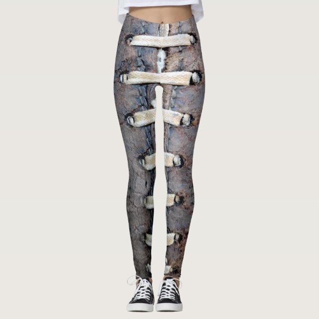 Lodrät Fotbollsträngar Leggings (Framsida)