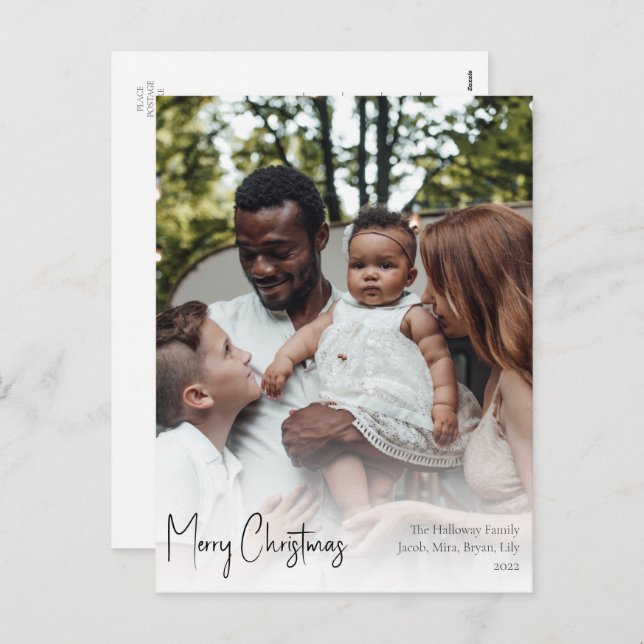 Lodrät Foto för det moderna julskriptet Helg Vykort (Fram/baksida)