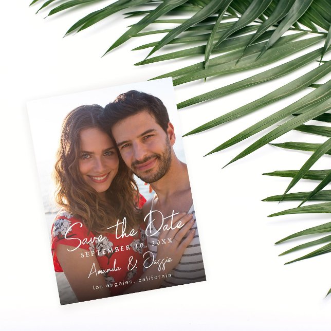 Lodrät Foto - Handskrift Spara datum 3 Inbjudningar (Skapare uppladdad)