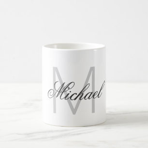 Lodrät Grått Monogram minimalistisk Chic med fast Kaffemugg