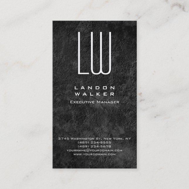 Lodrät grått professionell, enkelt modernt monogra visitkort (Framsida)