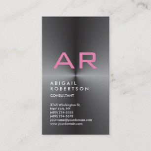 Lodrät Grått Trendig Rosa Monogram Feminin  Visitkort