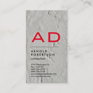Lodrät Grått Wall Trendig Red Monogram Visitkort