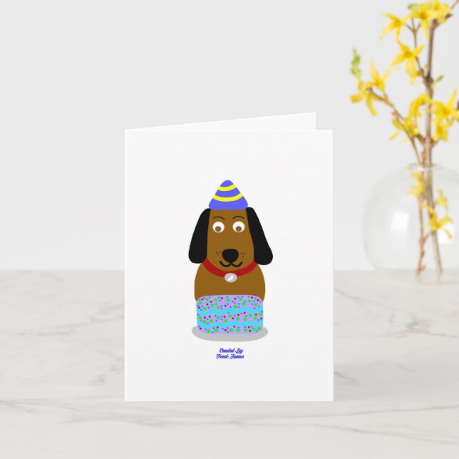 Lodrät Grattis på födelsedagen Valp Small Greeting Kort (Gul blomma)