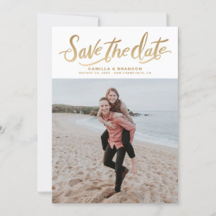 Lodrät guld Hand Lettering Foto Spara datum Meddelande