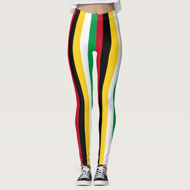 Lodrät Guyana National Flagga Färg stripe Leggings (Framsida)