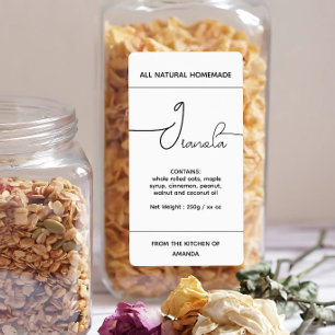 Lodrät Homemade Granola-etikett Fraktsedel