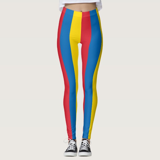Lodrät i Mongoliet Flagga, stripe Leggings (Framsida)