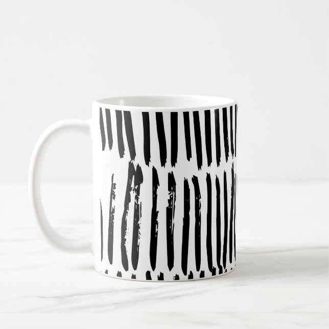 Lodrät Inslag: Hand-Drawn Seamless Stil. Kaffemugg (Vänster)