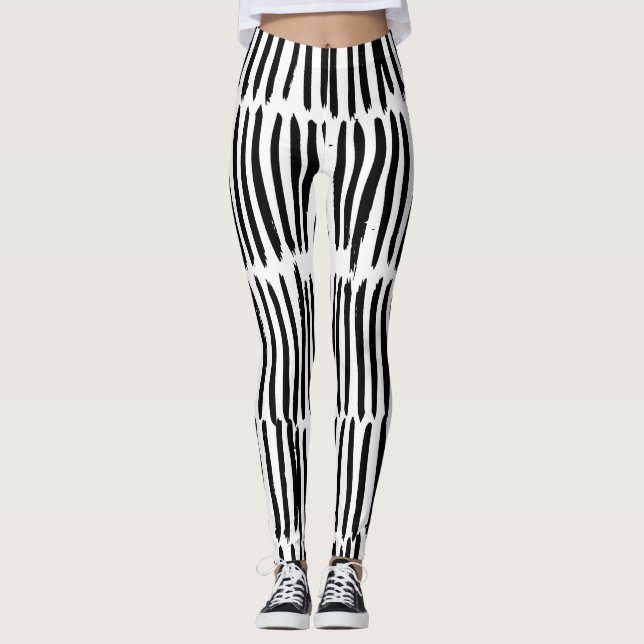 Lodrät Inslag: Hand-Drawn Seamless Stil. Leggings (Framsida)