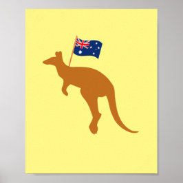 lodrät kangaroo australia flagga poster