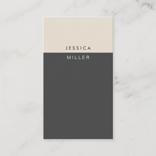 Lodrät Klassisk Mörk Grått och Beige Social Visitkort (Framsida)
