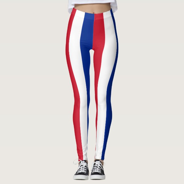 Lodrät Kuba National Flagga Färg stripe Leggings (Framsida)