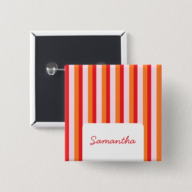 Lodrät linjer personlig rand knapp (Framsida & baksida)