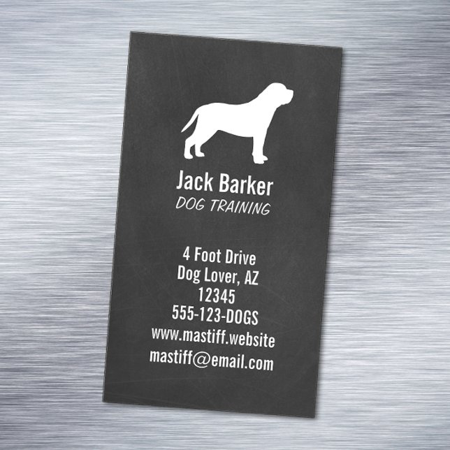 Lodrät Mastiff Hund Silhouette Chalkboard Stil Magnetiska Visitkort (Skapare uppladdad)