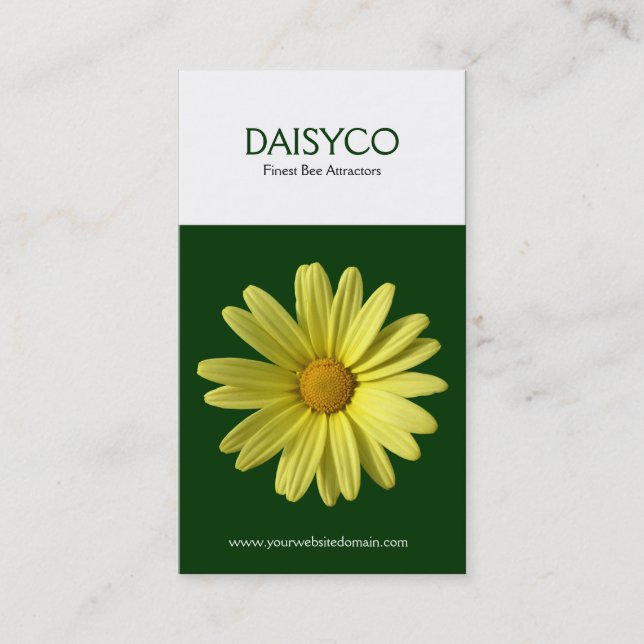 Lodrät med två ton - Gultens Daisy - Mörk grönt Visitkort (Framsida)