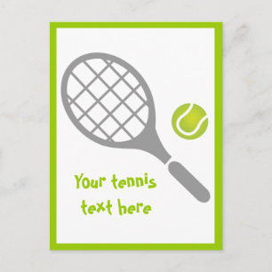 Lodrät mellan Tennis racket och boll anpassningsba Vykort