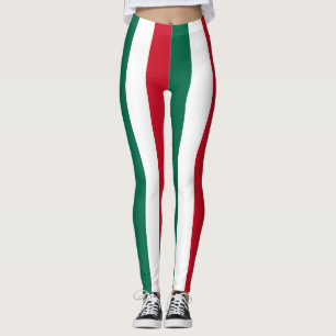 Lodrät Mexiko National Flagga Färg stripe Leggings
