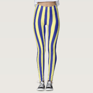 Lodrät Mjuk Gult och Blå Rand Leggings