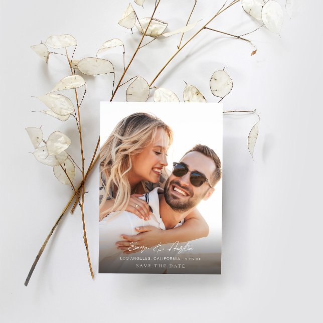 Lodrät MOD Calligraphy Photo Spara datum Inbjudningar (Skapare uppladdad)