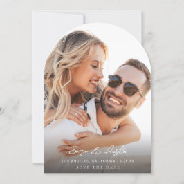 Lodrät MOD Calligraphy Photo Spara datumbåge Inbjudningar