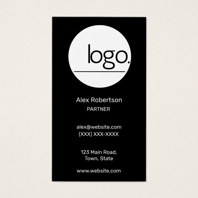 LODRÄT MODERN PROESSIONAL BLACK WHITE LOGOTYP VISITKORT (Framsidan)
