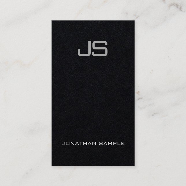 Lodrät Monogram Premium Black Modern Template Visitkort (Framsida)