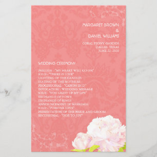 Lodrät Peony Theme Coral Bröllop