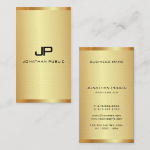 Lodrät Personlig Monogram Elegant Guld Visitkort
