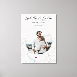 Lodrät Photo Gift i Förlovningen Rom Karta Bröllop Canvastryck